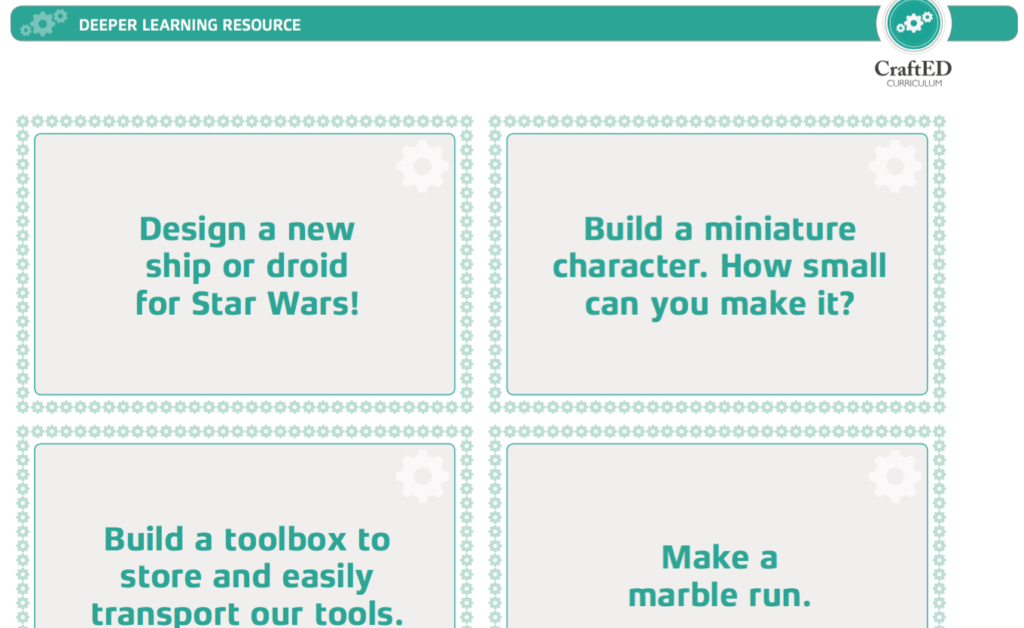 Tinker Task Cards CraftEd Curriculum